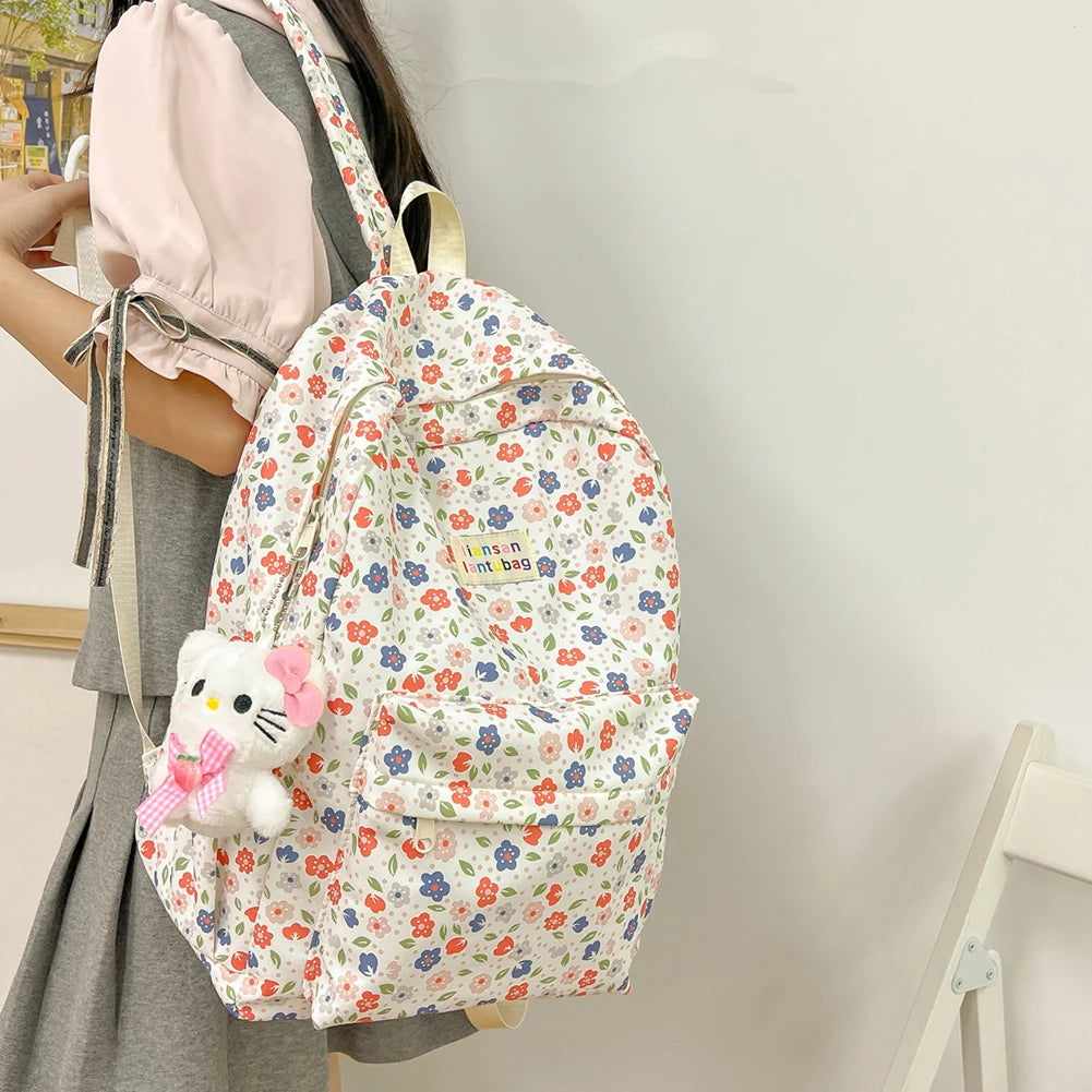 Japanese Floral Backpack – Stylish & Lightweight for Students