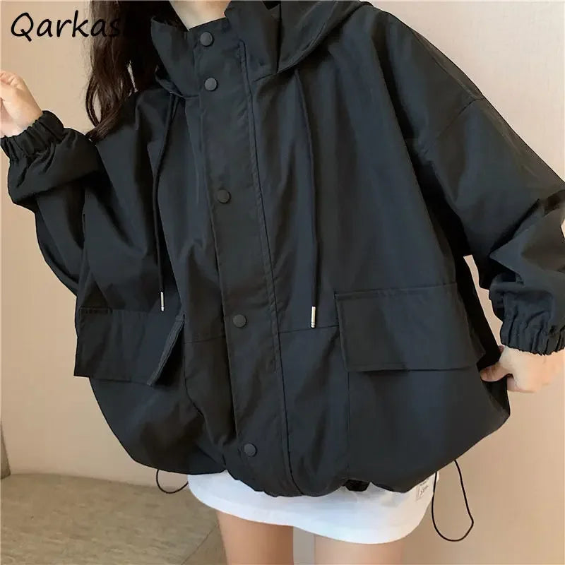 Oversized Hooded Jacket – Casual & Trendy College Style