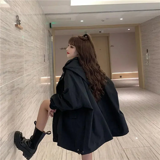 Oversized Hooded Jacket – Casual & Trendy College Style