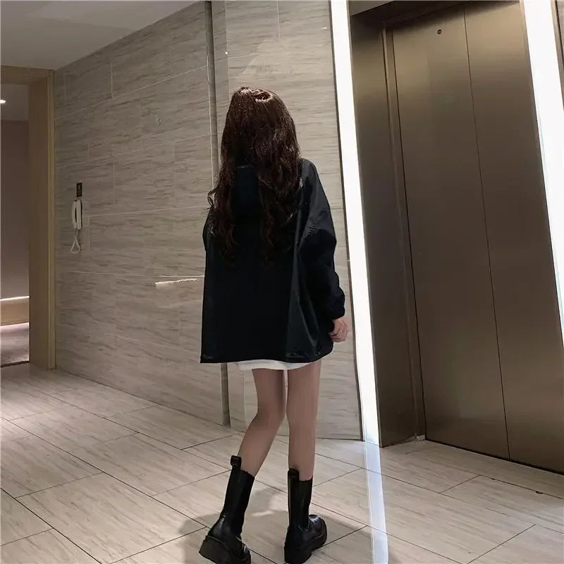 Oversized Hooded Jacket – Casual & Trendy College Style